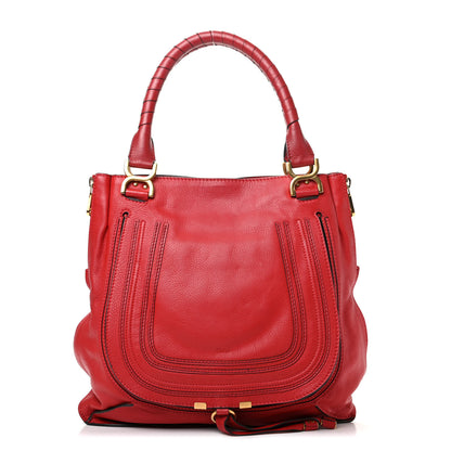 Chloe Calfskin Marcie Size Zip Satchel Plaid Red 1 of 10