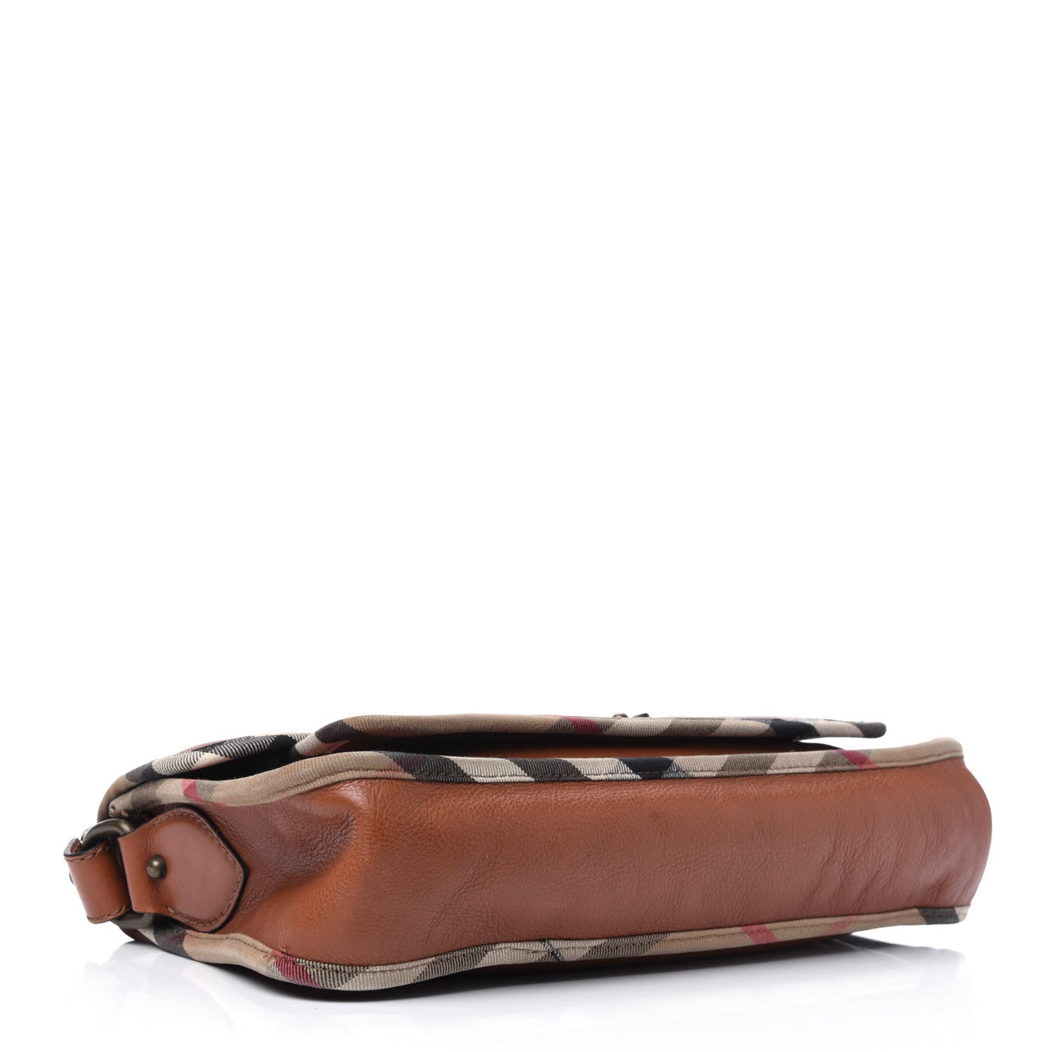 Burberry Calfskin House Check Trim Bates Shoulder Bag Cognac 4 of 33