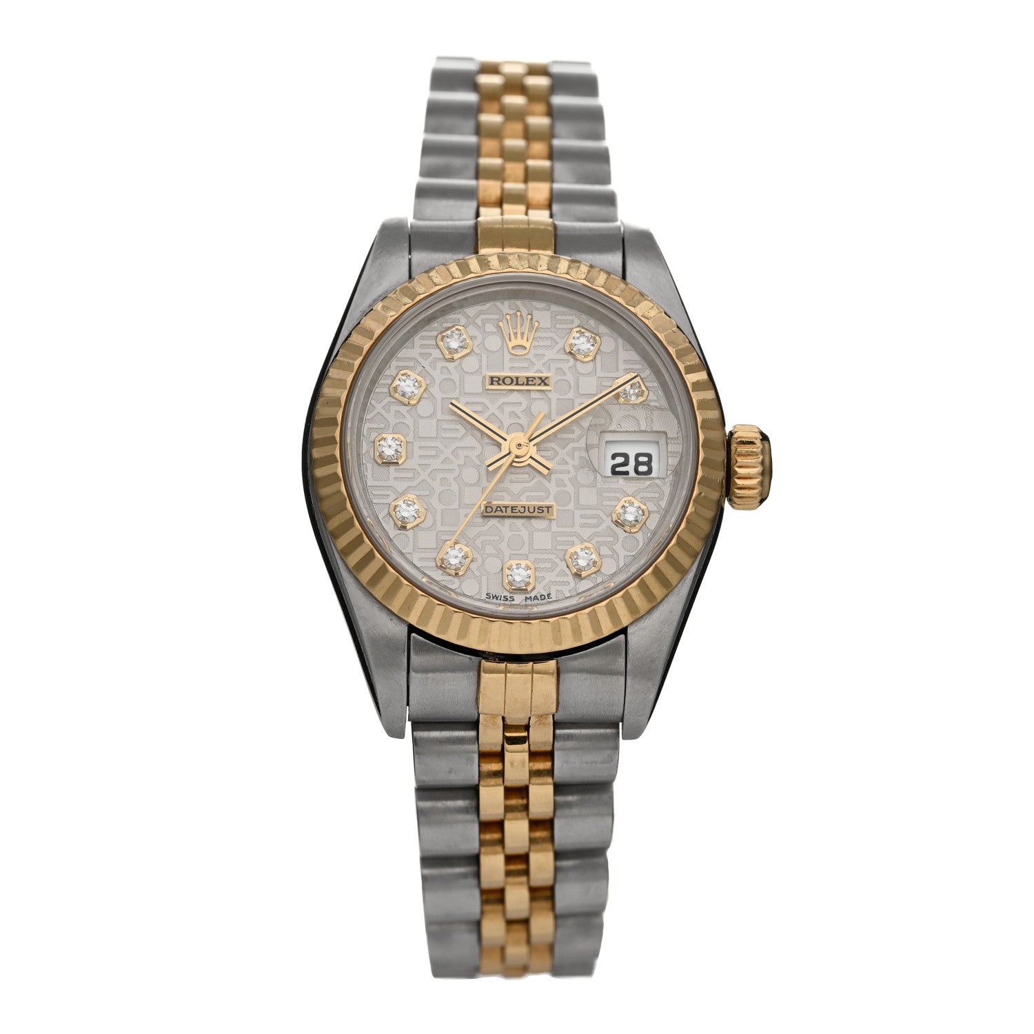 Rolex Stainless Steel 18K Yellow Gold Diamond 26mm Oyster Perpetual Datejust Watch Silver Jubilee 79173 1 of 4