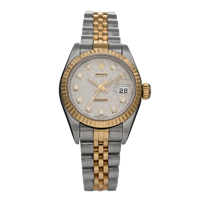 Rolex Stainless Steel 18K Yellow Gold Diamond 26mm Oyster Perpetual Datejust Watch Silver Jubilee 79173 1 of 4