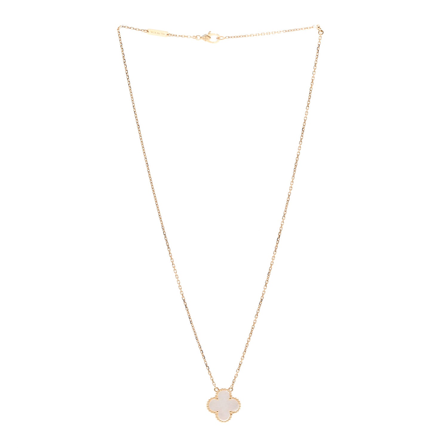 Van Cleef & Arpels 18K Yellow Gold Mother of Pearl Vintage Alhambra Pendant Necklace 3 of 5