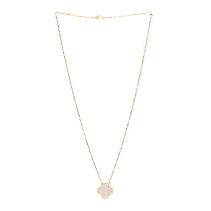 Van Cleef & Arpels 18K Yellow Gold Mother of Pearl Vintage Alhambra Pendant Necklace 3 of 5