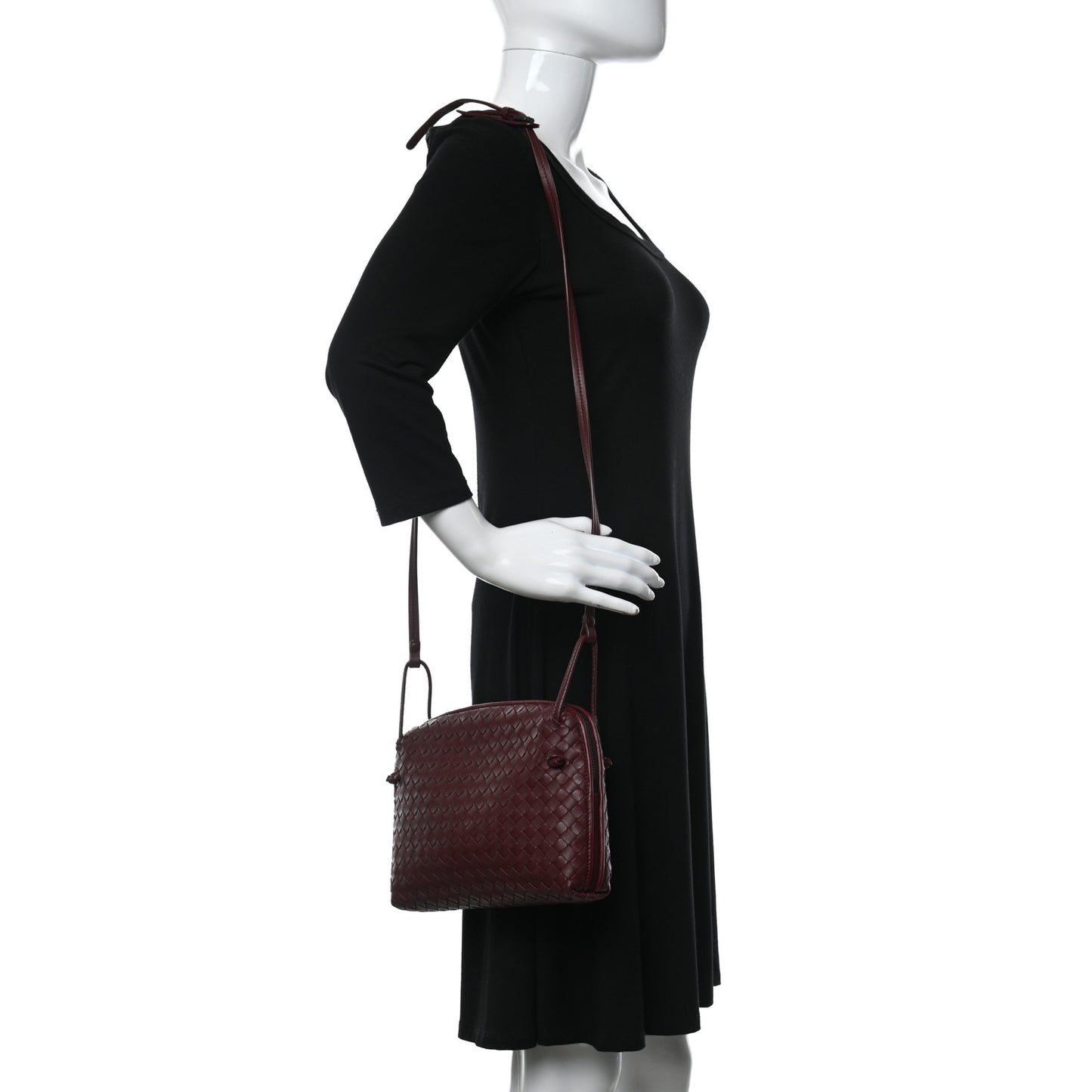 Nappa Intrecciato Pillow Crossbody Messenger Dark Red
