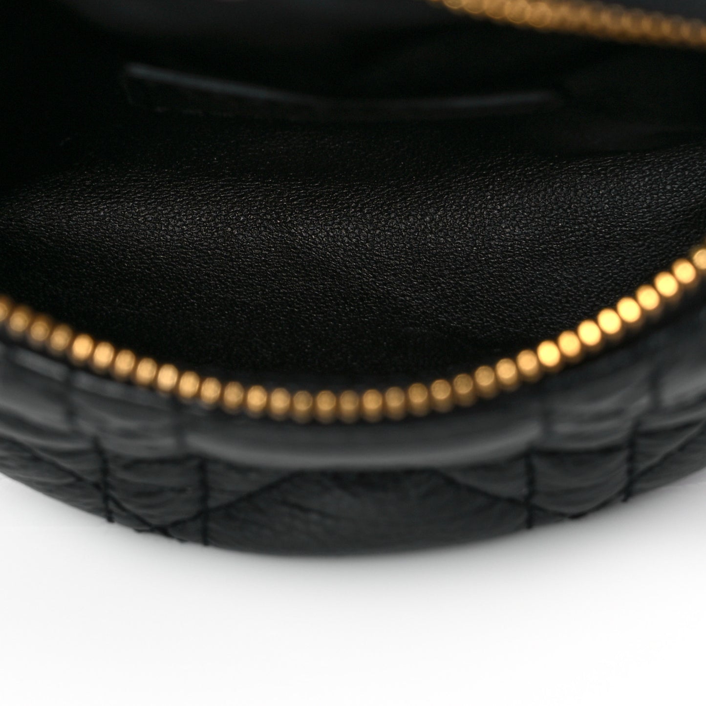 Supple Calfskin Cannage Caro Half-Moon Coin Purse Black