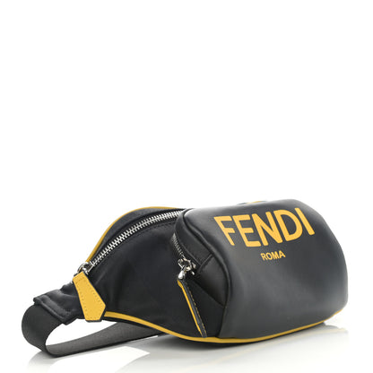 Fendi Recycled Nylon Vitello Grace Light Pequin Logo Pocket Belt Bag Black Sunflower 4 of 12