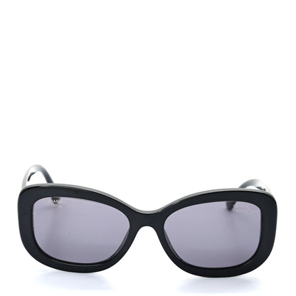 Chanel Acetate Polarized Oval CC Sunglasses 5468-B Black 2 of 8