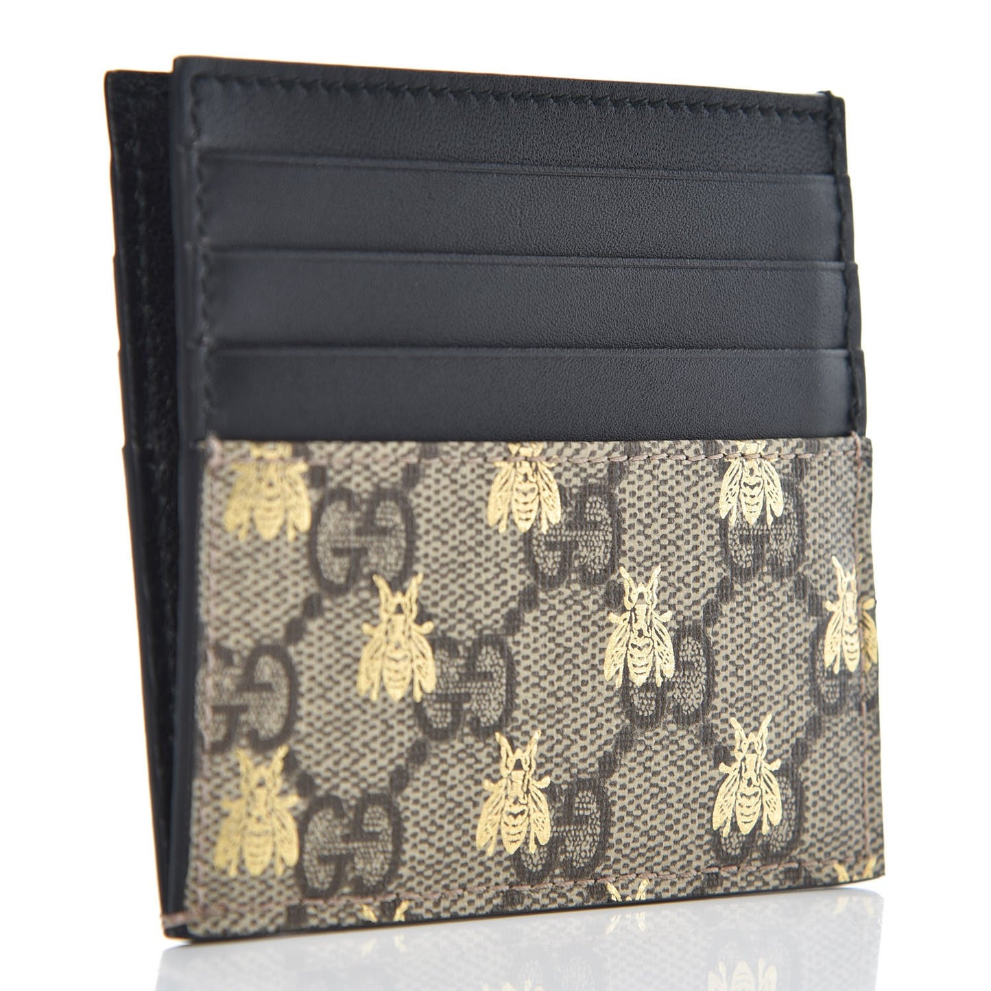 GG Supreme Monogram Bees Card Holder Black