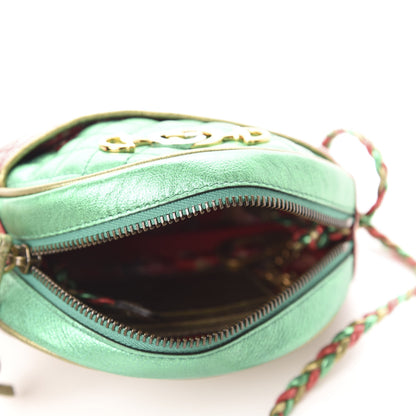 Gucci Laminated Nappa Trapuntata Mini Zumi Dome Shoulder Bag Rosso Jasmine Green Rame 5 of 10