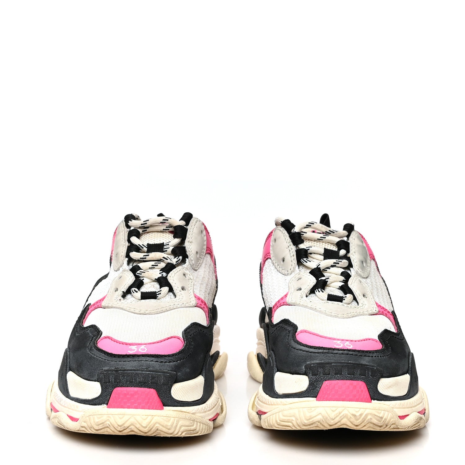 Balenciaga Fabric Mesh Womens Triple S Sneakers 36 Rose Fluo Black White 2 of 13