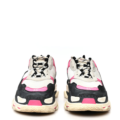 Balenciaga Fabric Mesh Womens Triple S Sneakers 36 Rose Fluo Black White 2 of 13