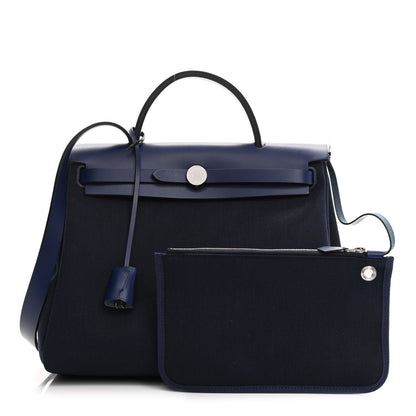 Hermes Military Toile Vache Hunter Herbag Zip 31 PM Bleu Marine Bleu Saphir 1 of 9