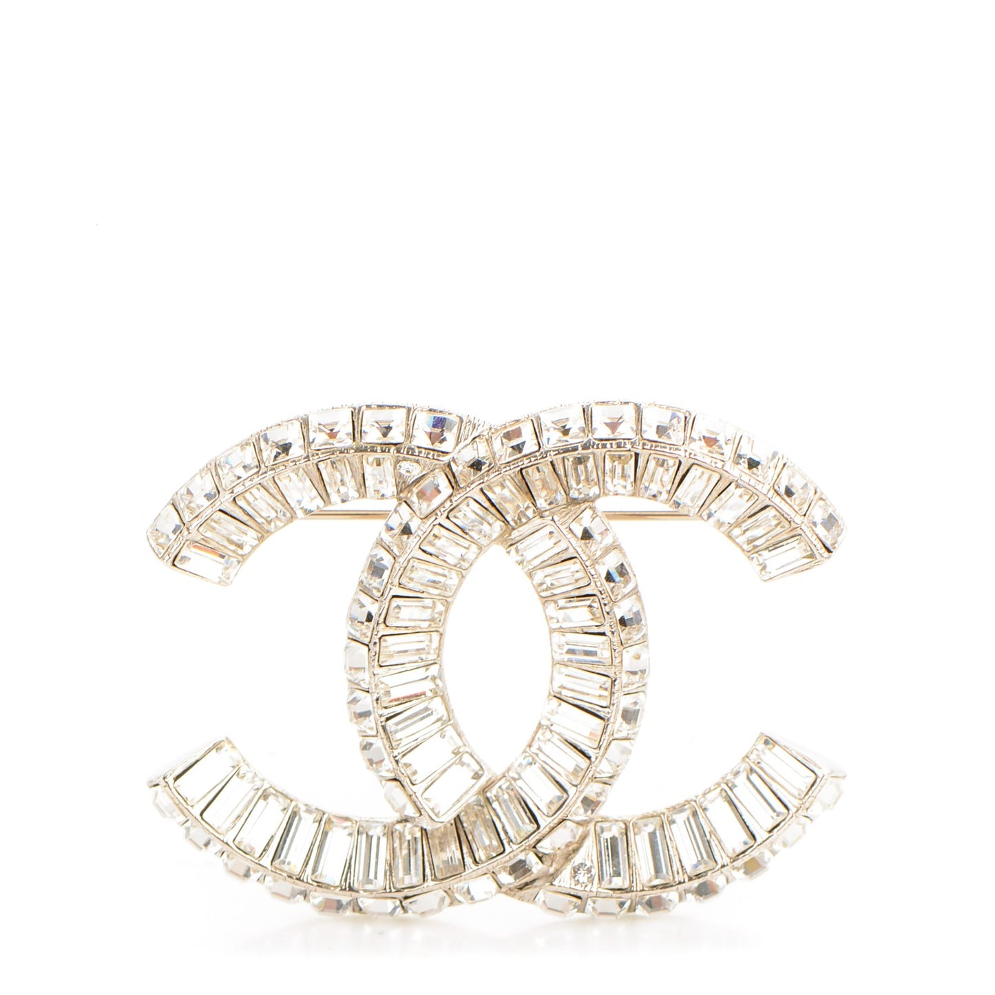 Baguette Crystal CC Brooch Silver