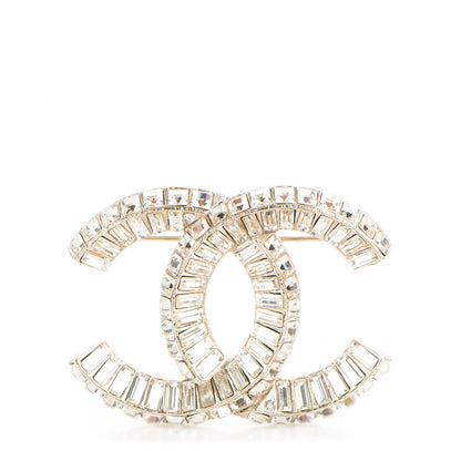 Chanel Baguette Crystal CC Brooch Silver 1 of 5