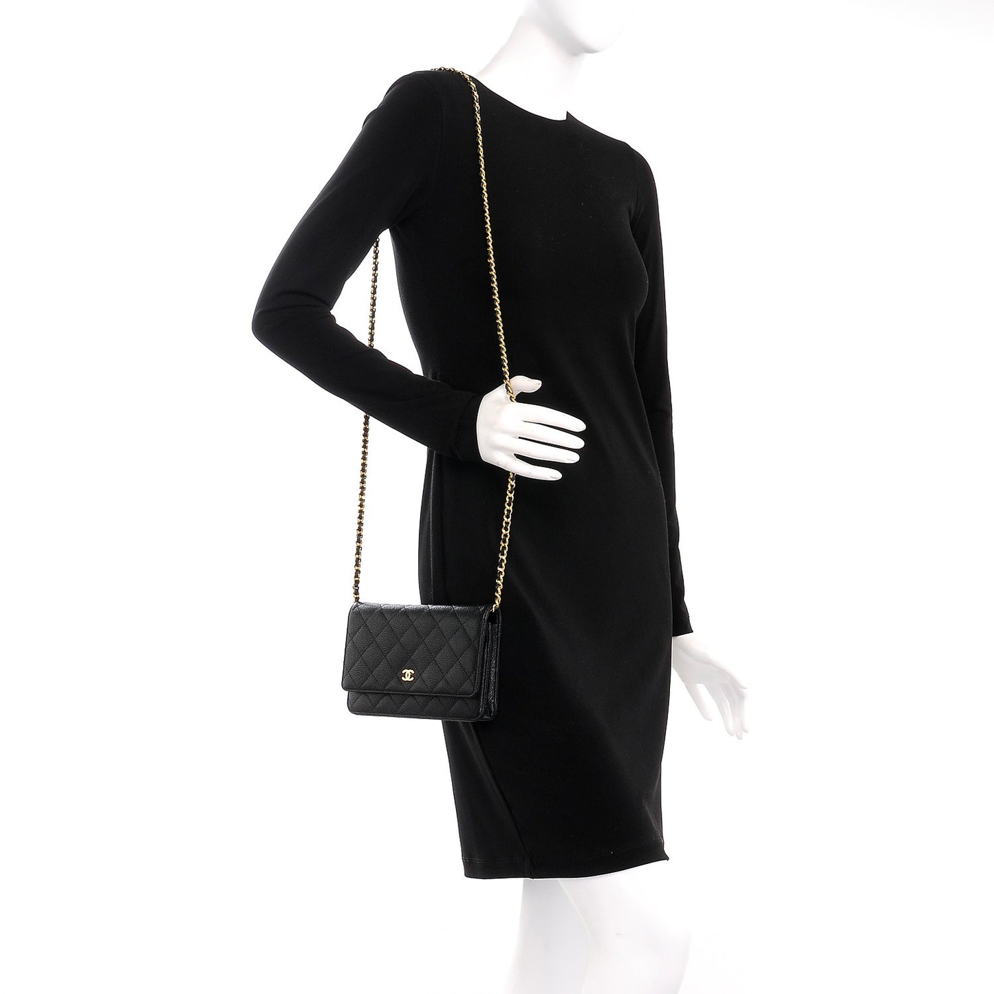 Caviar Quilted Wallet On Chain WOC Black
