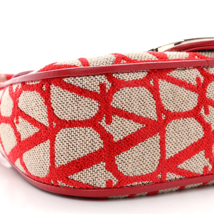 Valentino Garavani Toile Iconographe Goatskin Vlogo Small Loco Hobo Bag Natural Rosso Valentino 9 of 10