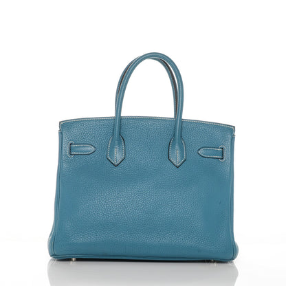Hermes Taurillon Clemence Birkin 30 Blue Jean 4 of 28