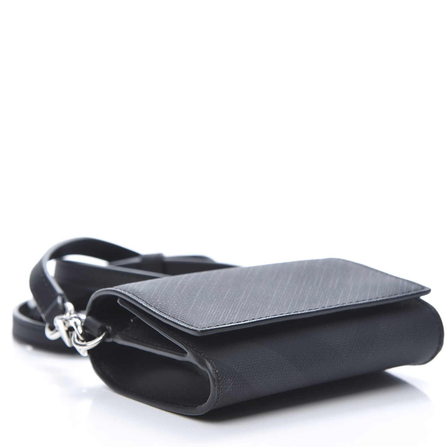 London Check Small Wallet With Strap Dark Charcoal