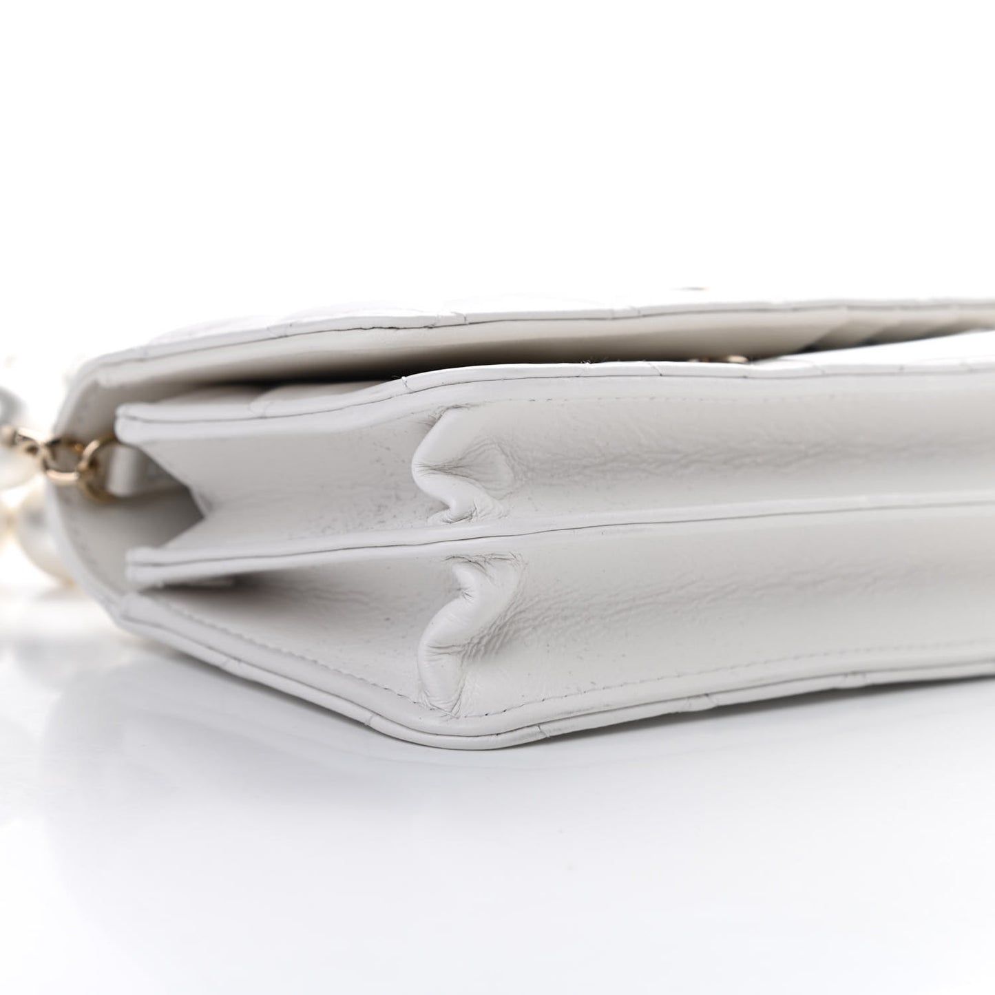Calfskin Quilted Mini Maxi Pearls Wallet On Chain WOC White