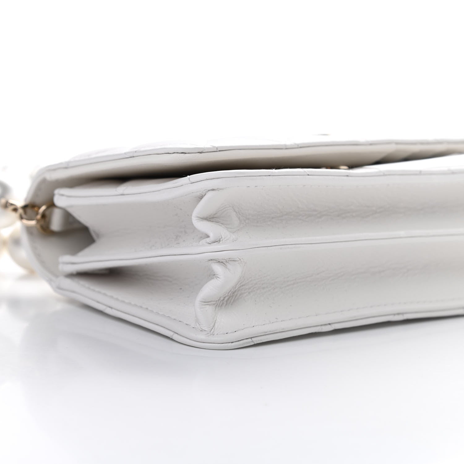 Chanel Calfskin Quilted Mini Maxi Pearls Wallet On Chain WOC White 9 of 14