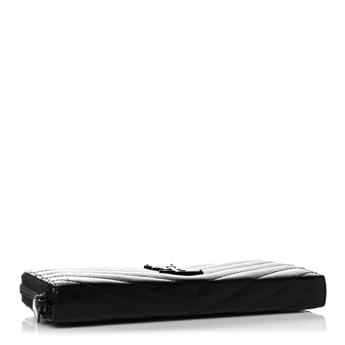 Grain De Poudre Matelasse Chevron Monogram Monochrome Zip Around Wallet Black