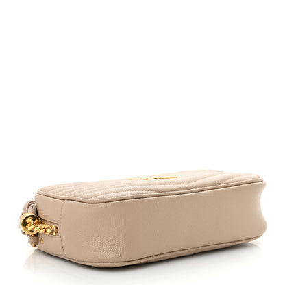 Saint Laurent Grain De Poudre Matelasse Monogram Mini Lou Camera Bag Dark Beige 4 of 12