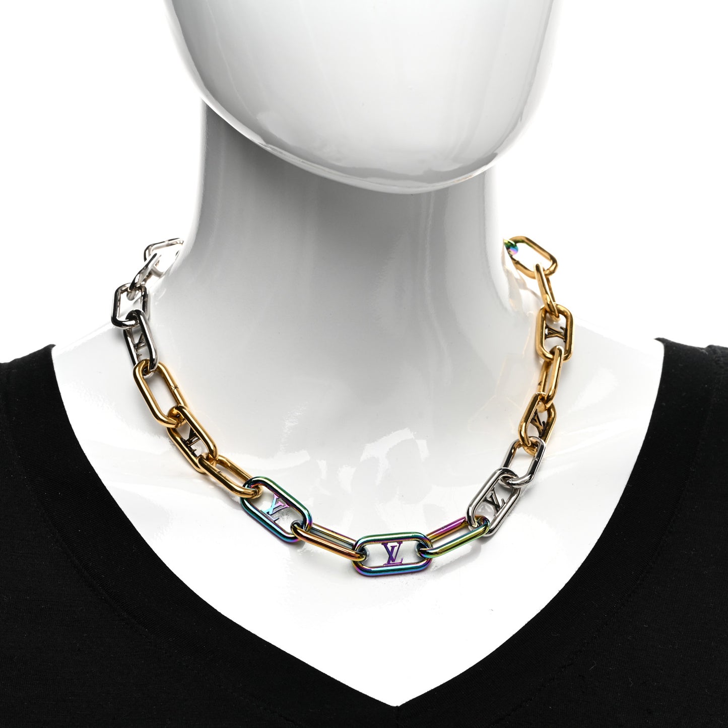 Metal My LV Chain Necklace Rainbow