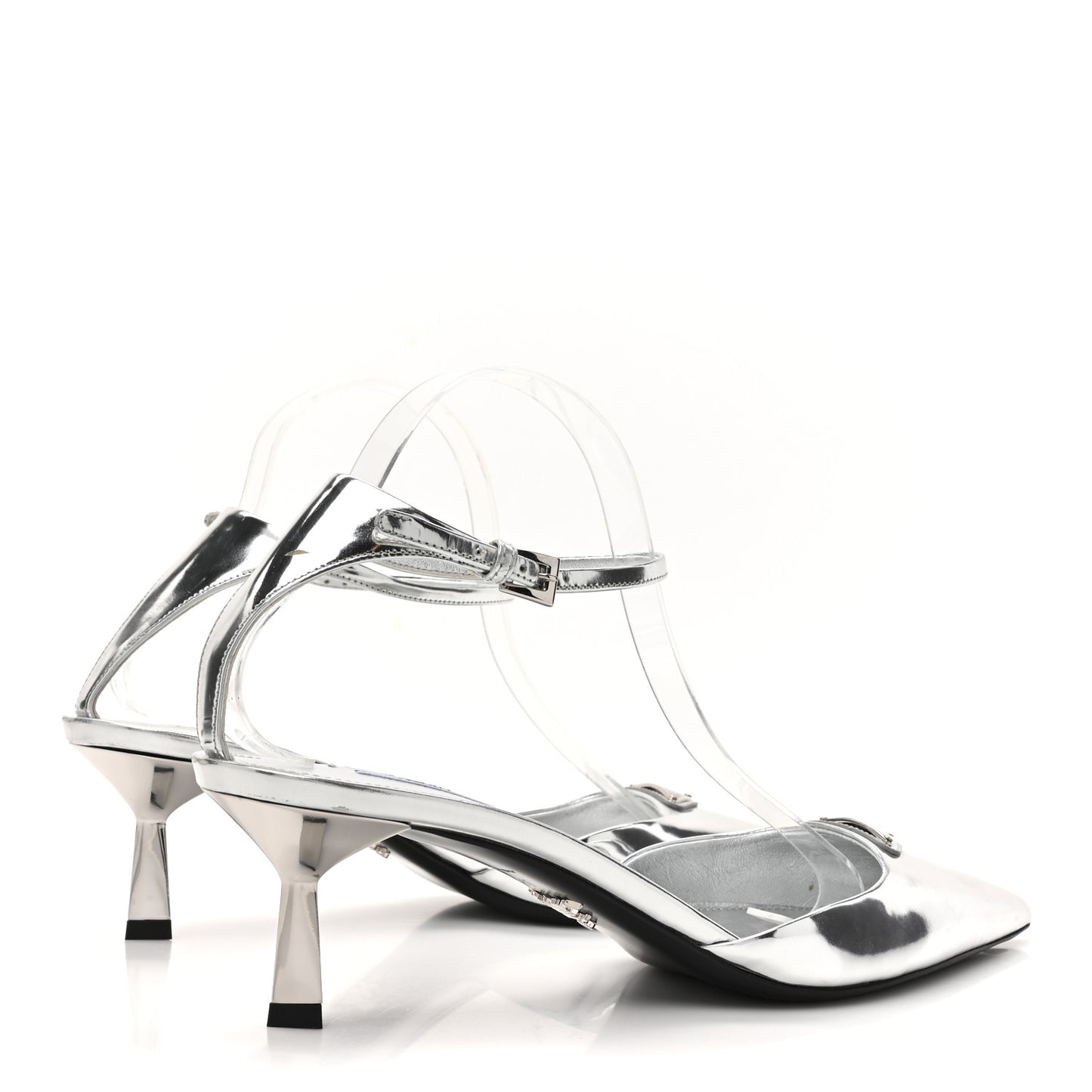 Metallic Calfskin Pointed Toe Pumps 41 Argento
