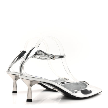 Prada Metallic Calfskin Pointed Toe Pumps 41 Argento 4 of 10