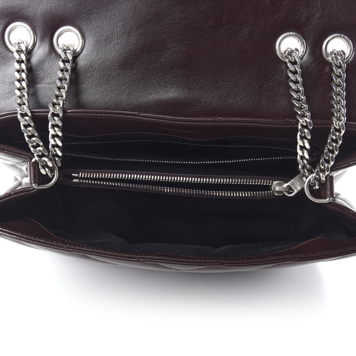 Calfskin Y Quilted Monogram Medium Loulou Chain Satchel Amaranto