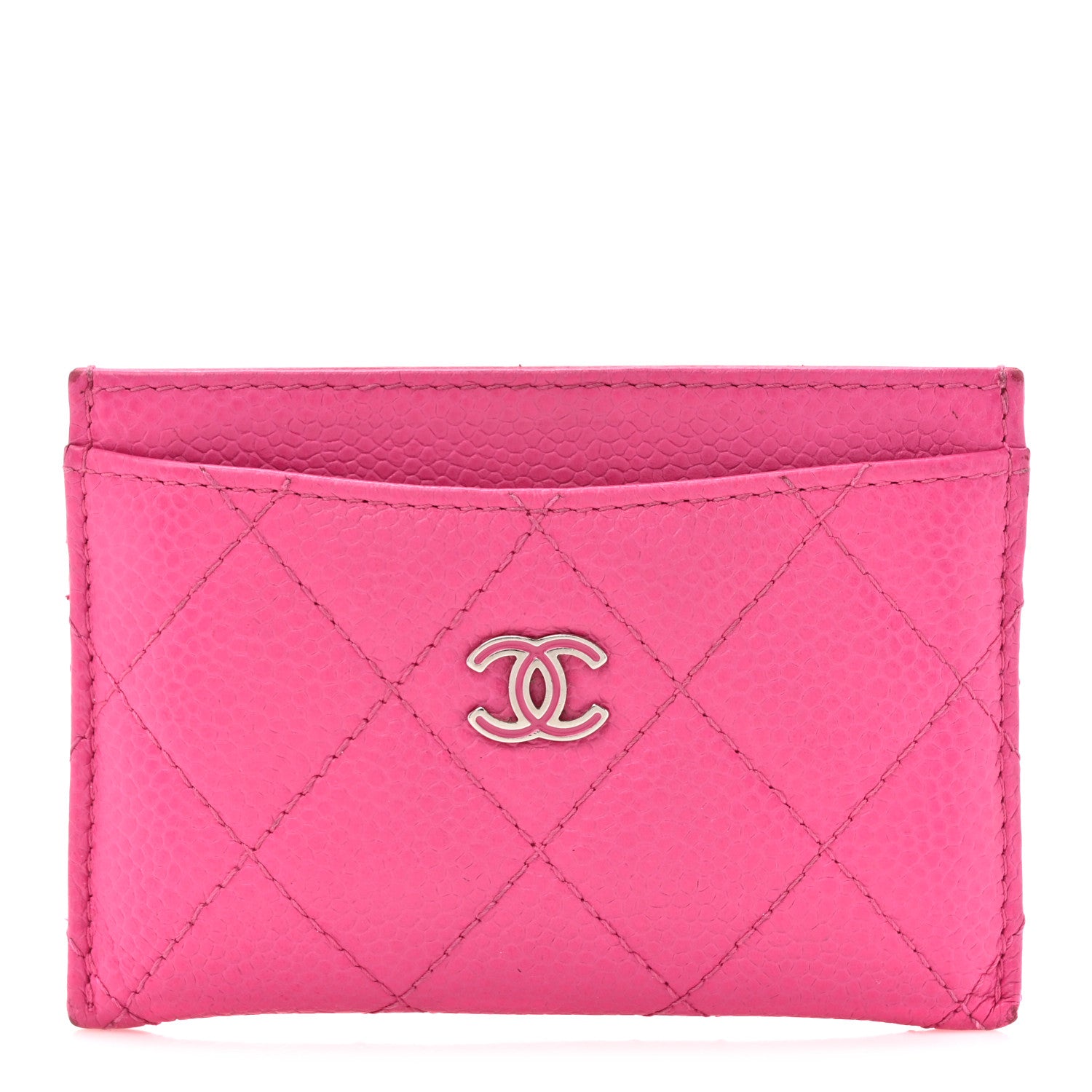 Chanel Caviar Quilted Enamel Card Holder Pink 1 of 13