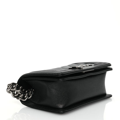 Chanel Caviar Chevron Quilted Small Boy Flap Black 4 of 13