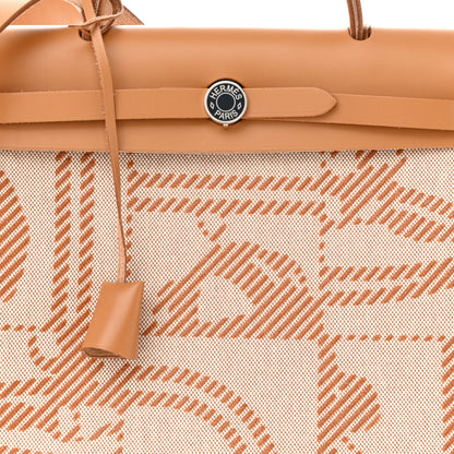 Hermes Vache Hunter Toile H Brides de Gala Herbag Zip Retourne 31 PM Natural 9 of 11