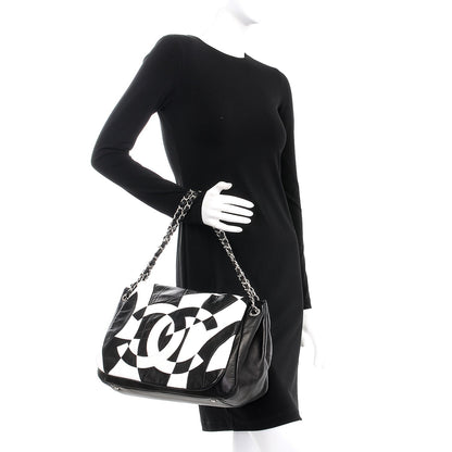 Chanel Lambskin Patchwork Accordion Flap Black White 3 of 10