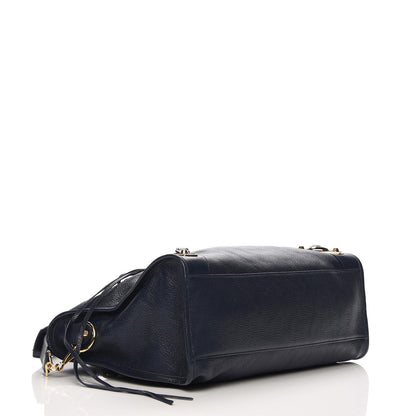 Balenciaga Chevre Gold Metallic Edge Hardware City Bleu Nuit Dark Sea 5 of 8