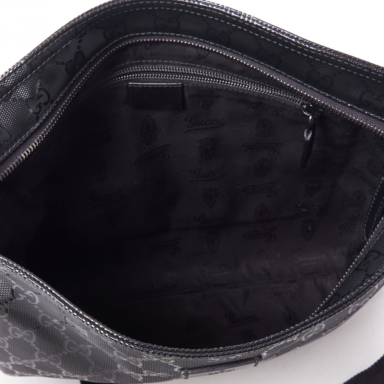 Gucci Imprime Monogram Medium Flat Messenger Bag Black 4 of 8