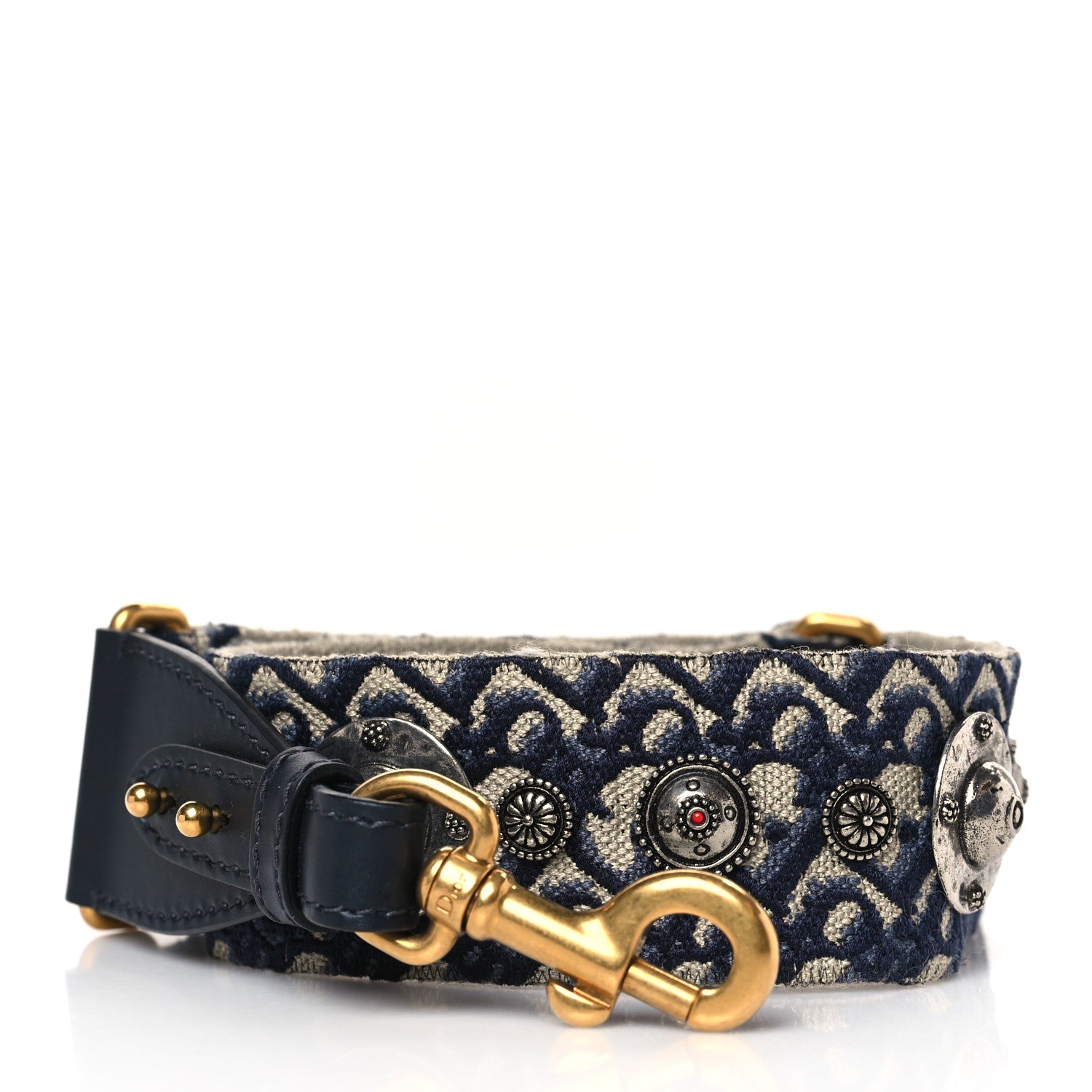 Christian Dior Oblique Studded Shoulder Strap Blue 1 of 6