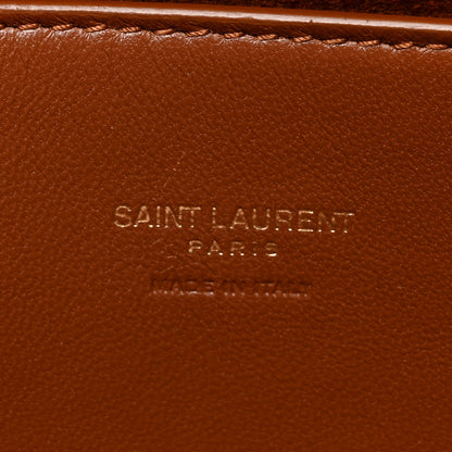 Saint Laurent Calfskin Crocodile Embossed Suede Medium Reversible Monogram Kate Satchel Military Taupe 6 of 11