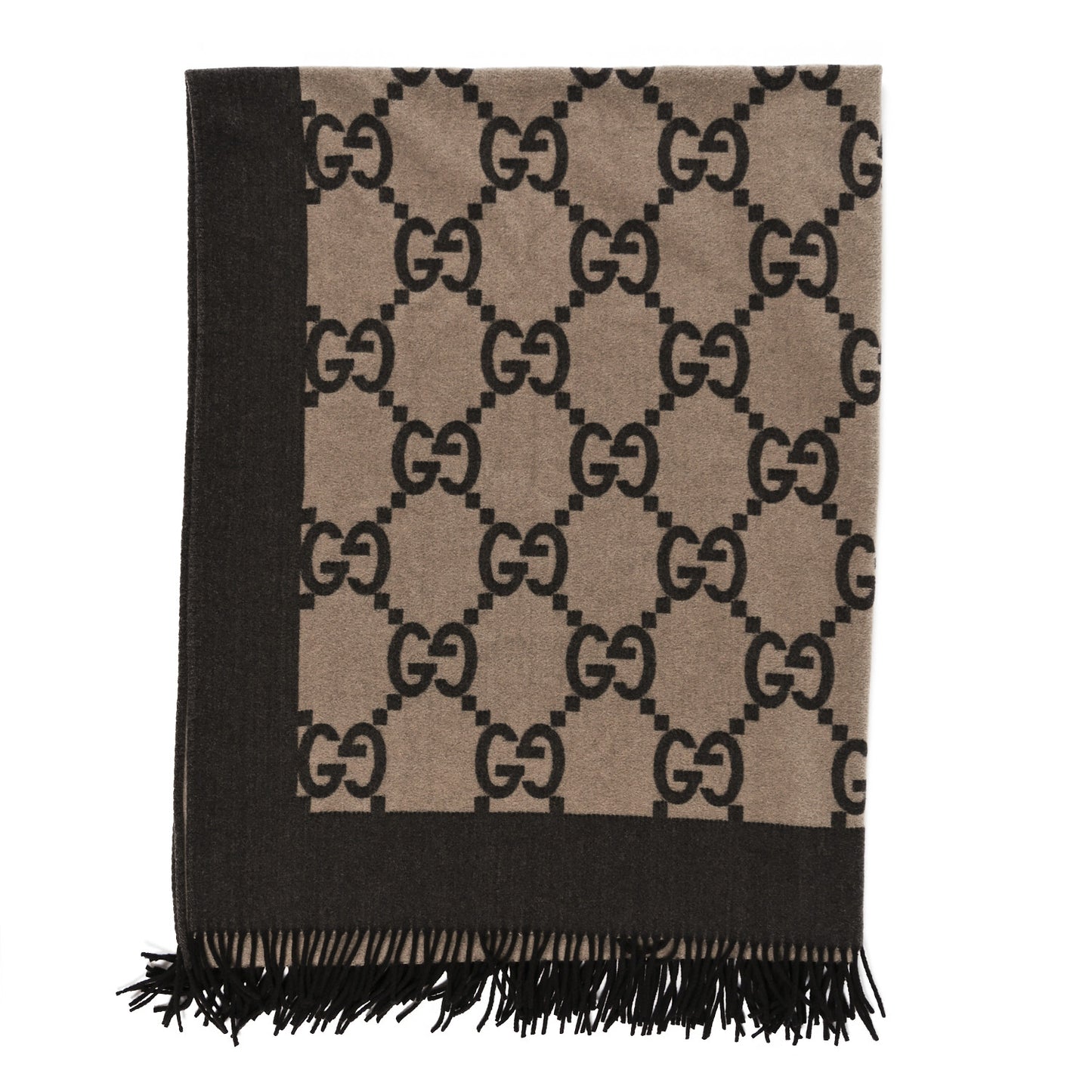 Wool Cashmere GG Monogram Blanket Dark Brown