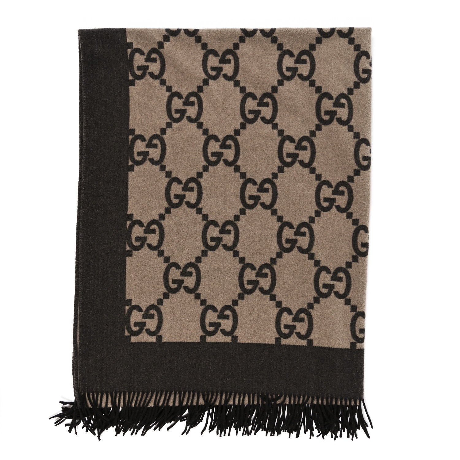 Gucci Wool Cashmere GG Monogram Blanket Dark Brown 1 of 3