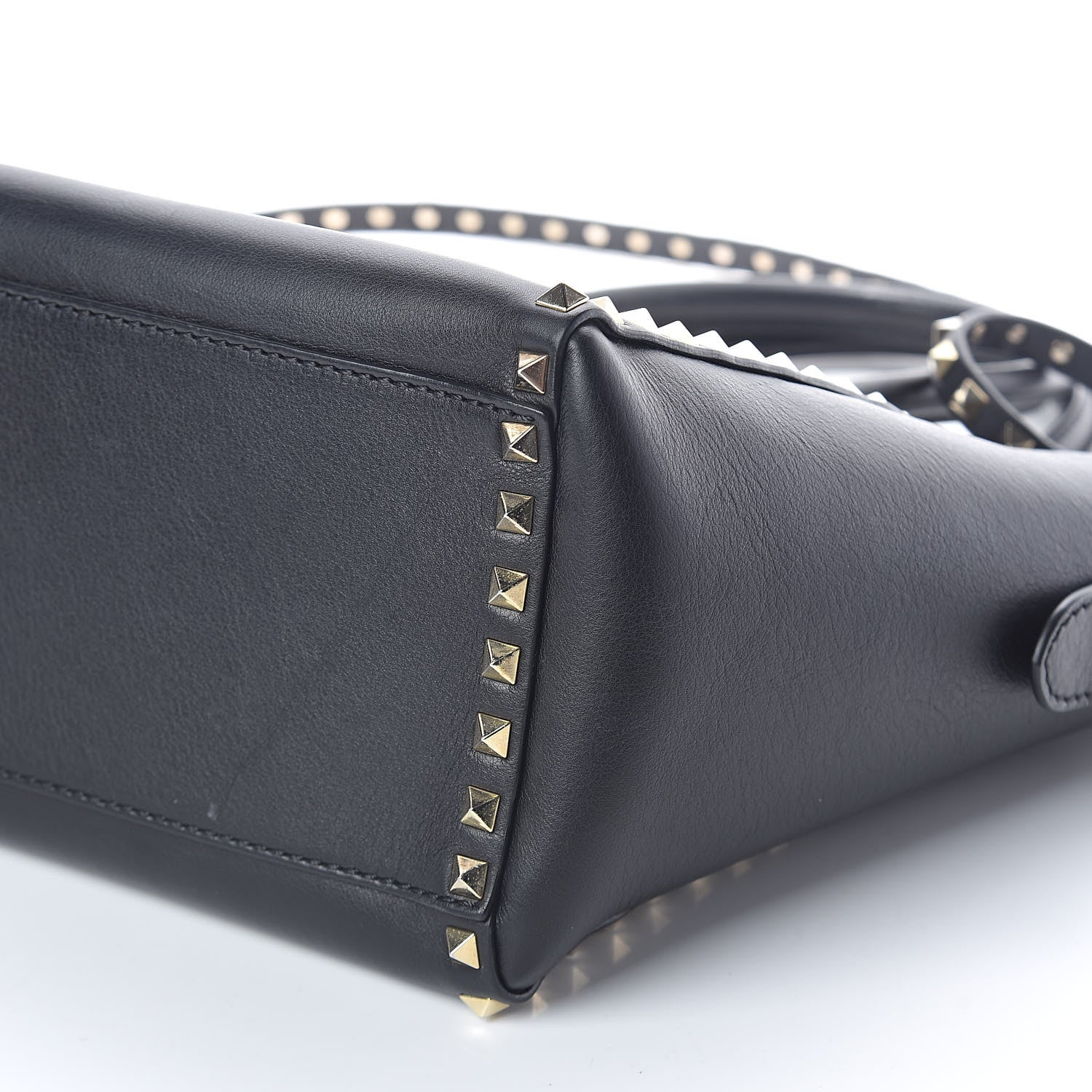 Valentino Garavani Vitello Rockstud Double Handle Tote Black 9 of 9