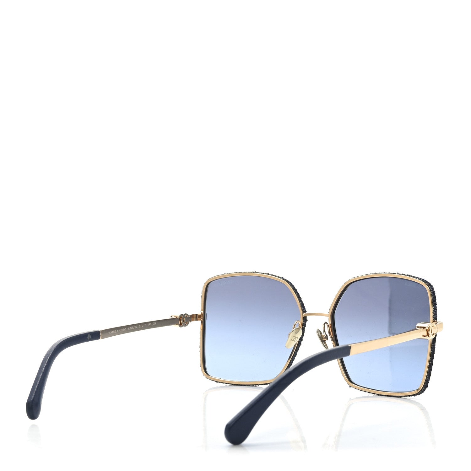 Chanel Metal Calfskin Denim Square Sunglasses 4288Q Blue Blue 4 of 7