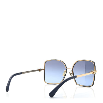 Chanel Metal Calfskin Denim Square Sunglasses 4288Q Blue Blue 4 of 7