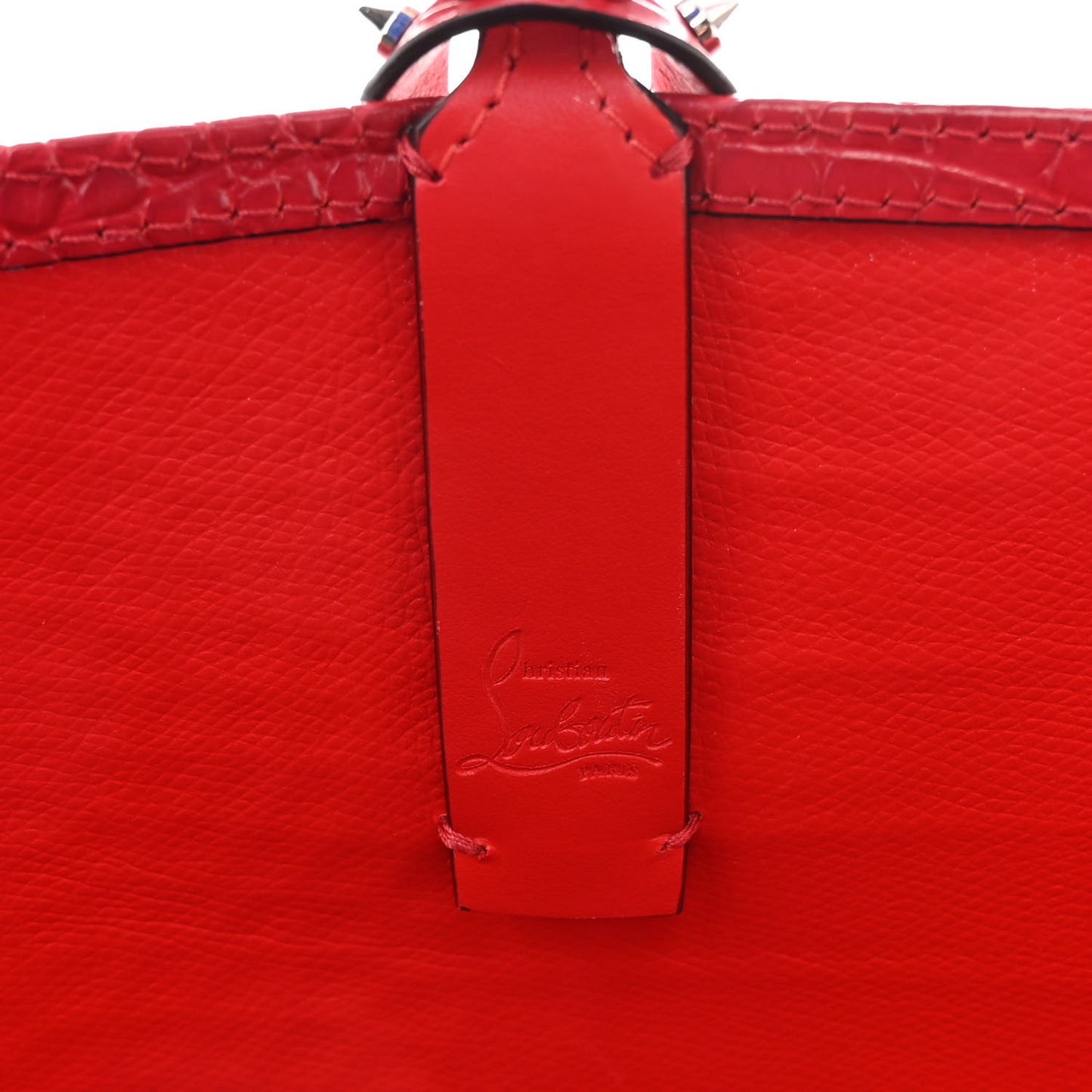 Calfskin Crocodile Embossed Spikes East West Cabata Tote