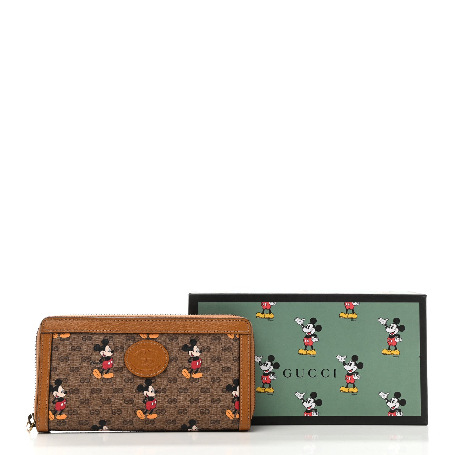 Gucci X DISNEY Mini Vintage GG Supreme Monogram Mickey Mouse Zip Around Wallet Beige Vintage Sun Oil 7 of 7