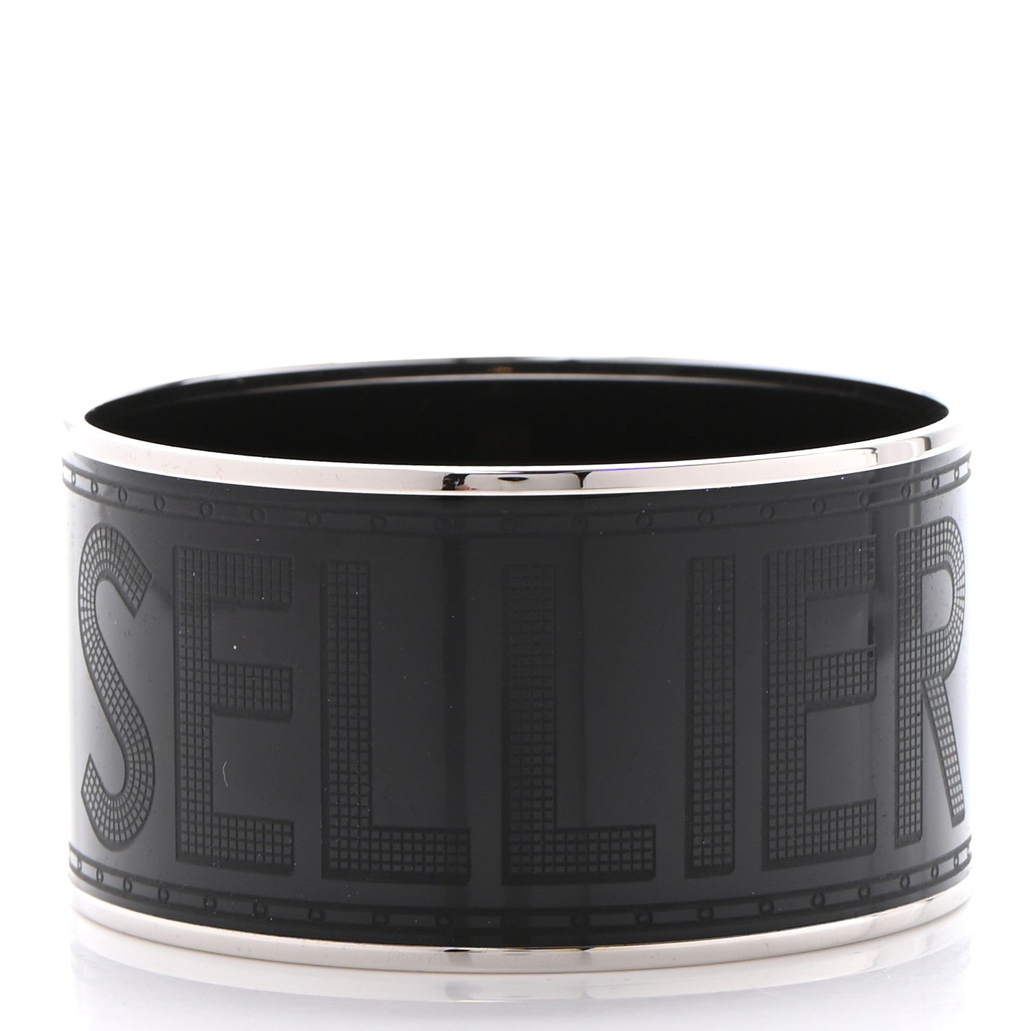 Hermes Enamel Printed Sellier Extra Wide Bracelet 65 Black 3 of 5