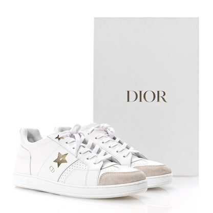 Christian Dior Calfskin Suede Dior Star Low Top Sneakers 37.5 White Gold 10 of 10