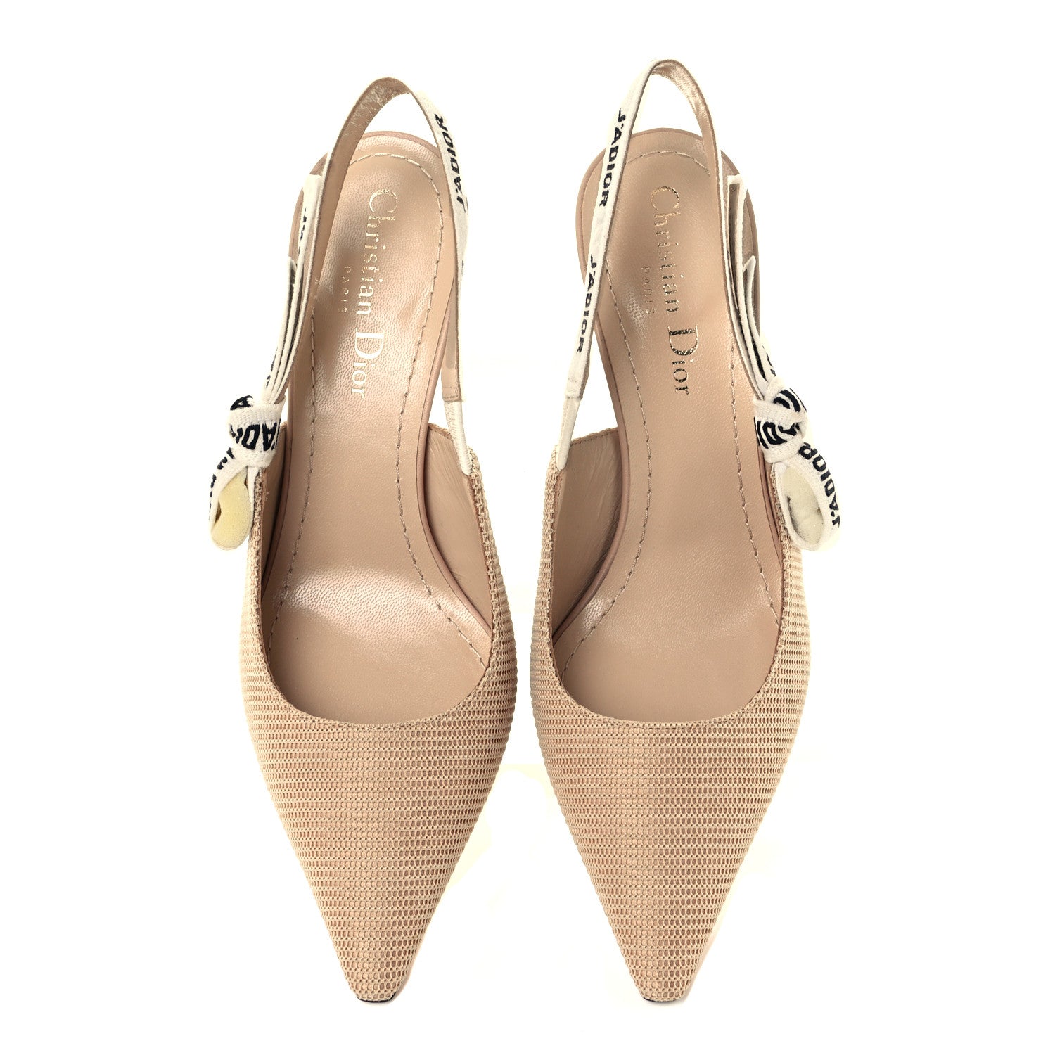 Christian Dior Technical Canvas Ribbon J Adior Slingback 65mm Pumps 36.5 Powder Nude 5 of 13