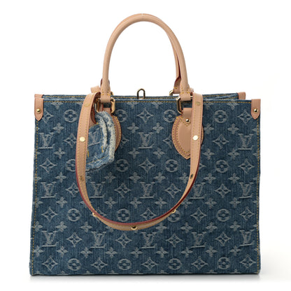 Louis Vuitton Monogram Denim Onthego MM Blue 1 of 9