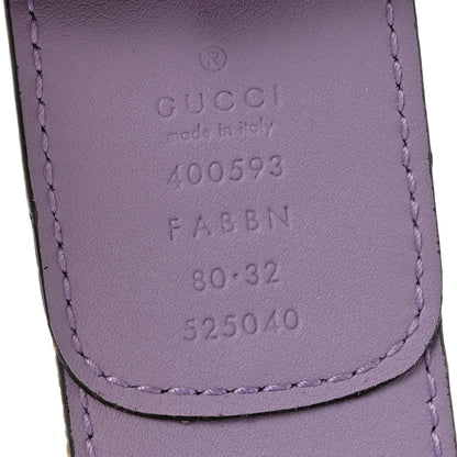 Gucci Monogram Jumbo GG Textured Dollar Calfskin Double G Belt 80 32 Beige Lapis 5 of 7