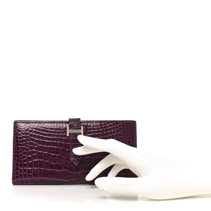 Hermes Shiny Alligator Bearn Wallet Amethyst 2 of 6